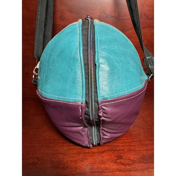 Boho Round Ball Handbag Purse Multi Color Patchwork Zipper Close Storybook Liner - Picture 4 of 9